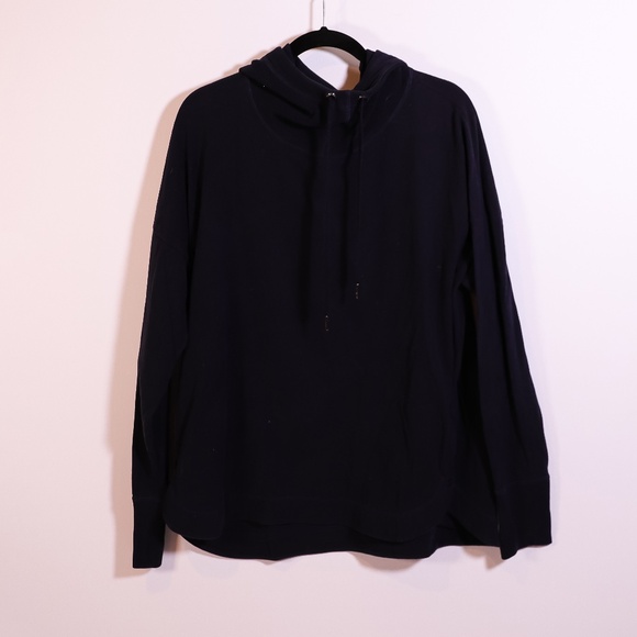 Sweaty Betty Escape Luxe Fleece Hoodie Pullover Sweater Sweatshirt Navy Blue L - Picture 1 of 4